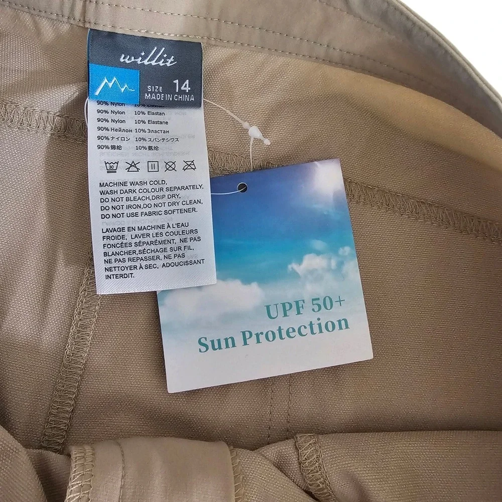 Willit Active Wear‎ Shorts Size 14 UPF 50+ Quick Dry NWT Hiking Beach Casual